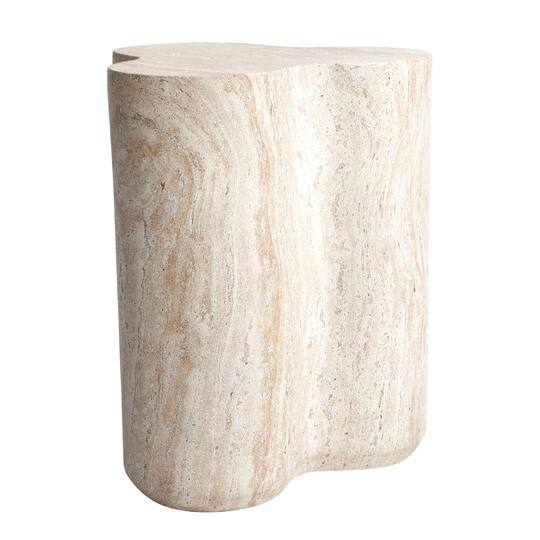 Empire Art Direct 18" Clover Travertine Stone Finish MGO Side Accent Table